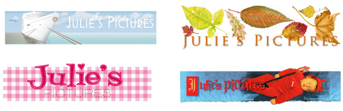 Julie Oakley Design images of blog mastheads - links to blog